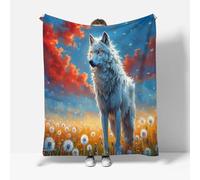 RFFLUX Wolf Throw Blankets 220x240 cm Soft Warm Cozy Microfiber Fleece Flannel Animal Wolves Blanket Sofa Lightweight Summer Machine Washable Bedspread for Bed Couch（Style 217-14）
