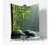 RFFLUX Zen Throw Blankets 180x220 cm Soft Warm Cozy Microfiber Fleece Flannel Bamboo Stone Blanket Sofa Lightweight Summer Machine Washable Bedspread for Bed Couch（Style 222-19）