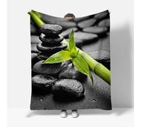 RFFLUX Zen Throw Blankets 220x240 cm Soft Warm Cozy Microfiber Fleece Flannel Bamboo Stone Blanket Sofa Lightweight Summer Machine Washable Bedspread for Bed Couch（Style 225-9）
