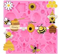 RFGHAC Bumble Bee Fondant Mould s 3D Silicone Mould s Sunflowers Honey Honeycomb Bumblebee Cupcake Cookie Baking Decorating Mould s for Cupcake Topper Candy Chocolate Gum Paste Polymer Clay Set of 2