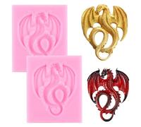 RFGHAC Dragon Silicone Mould Cute Dragon Fondant Mould Animal Dragon Chocolate Mould for Sugar Craft Cake Decorating Cupcake Topper Polymer Clay Candy Chocolate Gum Paste Set of 2