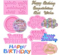 RFGHAC Happy Birthday Silicone Moulds Birthday Alphabet Fondant Silicone Mould Letters Chocolate Moulds for Birthday Party Cake Decorating Cupcake Topper Polymer Clay Set of 6