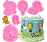 RFGHAC Hot Air Balloon Fondant Silicone Mould Cloud Chocolate Mould for Sugar Cake Decorating Cupcake Topper Candy Polymer Clay Gum Paste Set of 5