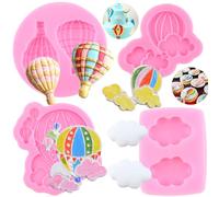RFGHAC Hot Air Balloon Silicone Moulds Cloud Fondant Mould Balloon Chocolate Mould for Cake Decorating Cupcake Topper Candy Polymer Clay Gum Paste Set of 4