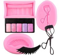 RFGHAC Makeup Tools Silicone Moulds Eyelash Eye Shadow Eyelash Curler Fondant Mould for Cake Decorating Cupcake Topper Candy Polymer Clay Chocolate Gum Paste Set of 3
