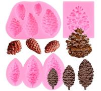 RFGHAC Pinecone Cake Fondant Mould Pine Cone Silicone Chocolate Candy Mould for Cake Decorating Cupcake Topper Polymer Clay Gum Paste Set of 3