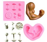 RFGHAC Sports Fitness Equipment Dumbbell Silicone Moulds Muscle Fondant Mould for Cake Decorating Cupcake Topper Candy Chocolate Gum Paste Polymer Clay Set of 2