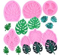 RFGHAC Tropical Leaf Silicone Mould Monstera Leaves Fondant Moulds for for Cake Decoration Cupcake Topper Cookie Candy Chocolate Gum Paste Polymer Clay Set of 5