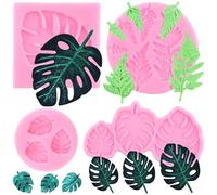 RFGHAC Tropical Leaf Silicone Moulds Fern Monstera Leaves Fondant Mould for Cupcake Topper Cake Decorating Candy Chocolate Gum Paste Polymer Clay Set of 4