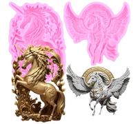 RFGHAC Unicorn Silicone Moulds Flying Horse Fondant Moulds for Cake Decorating Chocolate Gum Paste Candy Polymer Clay Set of 2