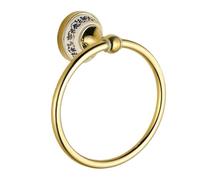 RFGTHY Vintage Style Bathroom Towel Ring Wall Mount Holder Towel Rack Chrome Plate Stainless Steel Bathroom Accessories With Ceramic Easy Installation(Gold)