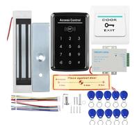 RFID 125kHz Card Reader with Touch Keypad Access Control System, 180kg Electromagnetic Door Lock, Supports Password and RFID Card Entry for Home Office Security