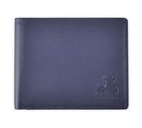 RFID Bifold Leather Wallet for Men with Flip Up ID in Vintage Buffalo Brown, Power Blue - Storm Cloud Blue, S, Modern