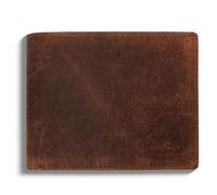 RFID Bifold Leather Wallet For Men with Flip Up ID in Vintage Buffalo Brown, Wild Crazy Horse, Bifold Wallet