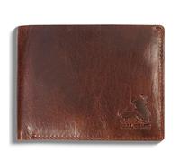 RFID Bifold Leather Wallet For Men with Flip Up ID in Vintage Buffalo Brown, Wild Grizzly Brown, Bifold Wallet