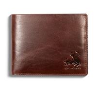 RFID Bifold Leather Wallet For Men with Flip Up ID in Vintage Buffalo Brown, With Coin Pocket - Forest Brown, Bifold Wallet