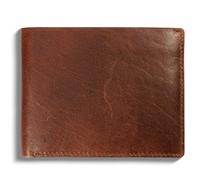 RFID Bifold Leather Wallet For Men with Flip Up ID in Vintage Buffalo Brown, With NO Logo - Grizzly Brown, Bifold Wallet
