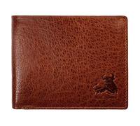 BullGuard RFID Bifold Leather Wallet for Men - Flip-Up ID - Vintage Buffalo & Adventure Brown