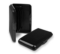 RFID Blocking Anti Scan Aluminium Security Wallet Card Holder Hard Case for Credit Debit ID UK EU Driving License Oyster Travel Points Business Cards and Bank Notes 7 Colours (Black)