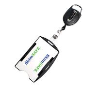 RFID Blocking Badge Holder with Retractable Carabiner Clip Badge Reel - Dual Sided - SkimSAFE Skimming Protection - 2 Card Shield for 13.56MHz Radio Signal by Specialist ID (Black)