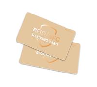 RFID Blocking Card 2 Pack, Bank Debit Credit Card Protector, Anti-Theft Contactless NFC Blocker, One Card Protect Entire Wallet (Golden, 2 Pack)