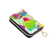 RFID Blocking Card Holder Cute Small Womens Wallet Zip Around Travel Wallet with Zipper Colorful Pears Lemon Fruits