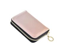 RFID Blocking Card Holder Cute Women's Wallets Small Leather Zipper Card and Cash Holder Peach Pink Rose Beige Abstract