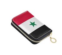 RFID Blocking Card Holder Cute Zip Around Wallet Womens Leather Mens Wallet with Coin Pocket Syria Flag