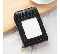 RFID Blocking Card Holder Mini Wallet with Multiple Card Slots Zipper Coin Purse and Clear ID Window for Secure Storage, Black, F, Rfid Blocking Card Holder Mini Wallet