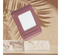 RFID Blocking Card Holder Mini Wallet with Multiple Card Slots Zipper Coin Purse and Clear ID Window for Secure Storage, Oak Red, F, Rfid Blocking Card Holder Mini Wallet