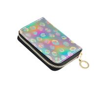 RFID Blocking Credit Card Holder Leather Womens Wallet Zip Around Travel Cash Wallet with Coin Pocket Rainbow Spots Bright