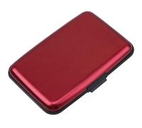 RFID Blocking Credit Card Holder,Mini Aluminum Slim Hard Card Holders Metal Wallet for Men or Women, Burgundy, S, Modern