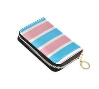 RFID Blocking Credit Card Holder Women's Wallets Leather Zip Around Mens Wallet with Coin Pocket Blue Pride Flag Identity
