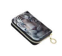 RFID Blocking Credit Card Holders Zip Around Womens Wallets Leather Mens Wallet with Coin Pocket White Tiger Blue Eyes