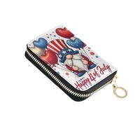 RFID Blocking Credit Card Wallets Cute Leather Women's Wallet Small Travel Wallet with Zipper Cute Gnome USA 4th July