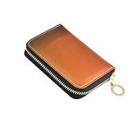 RFID Blocking Credit Card Wallets Leather Wallets for Women Small Coin Purse Wallet with Zipper Abstract Black Orange Gradient
