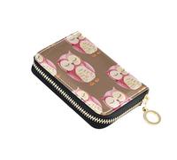 RFID Blocking Credit Card Wallets Leather Women's Wallets Small Travel Cash Wallet with Coin Pocket Cute Watercolor Owls Eyes Brown