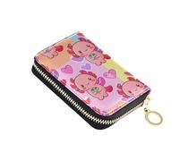 RFID Blocking Credit Card Wallets Wallet Women Zip Around Small Travel Wallet with Zipper Cute Pink Axolotls Colorful Hearts