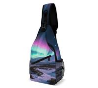 Rfid Blocking Crossbody Sling Bag for Women Men, Aurora Travel Sling Handbags Backpack, Shoulder Bags, Chest Bag Pack Man Purse, Casual Daypacks for Hiking Running Cycling-Black