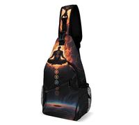 Rfid Blocking Crossbody Sling Bag for Women Men, Blacklight Seven Chakra Yoga Meditation Sling Handbags Backpack, Chest Bag Pack for Women Men Purse, Casual Daypack for Hiking, Running, Cyclin