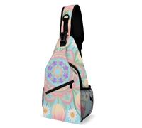 Rfid Blocking Crossbody Sling Bag for Women Men, Boho Mandala Flower Travel Sling Handbags Backpack, Shoulder Bags, Chest Bag Pack Man Purse, Casual Daypacks for Hiking Running Cycling-Black