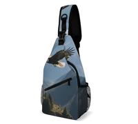 Rfid Blocking Crossbody Sling Bag for Women Men, Eagles Fly in The Valley Travel Sling Handbags Backpack, Shoulder Bags, Chest Bag Pack Man Purse, Casual Daypacks for Hiking Running Cycling-Black