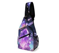 Rfid Blocking Crossbody Sling Bag for Women Men, Magical Butterflies Travel Sling Handbags Backpack, Shoulder Bags, Chest Bag Pack Man Purse, Casual Daypacks for Hiking Running Cycling-Black