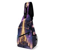 Rfid Blocking Crossbody Sling Bag for Women Men, Magical Starry Travel Sling Handbags Backpack, Shoulder Bags, Chest Bag Pack Man Purse, Casual Daypacks for Hiking Running Cycling-Black