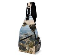 Rfid Blocking Crossbody Sling Bag for Women Men, Ocean Beach Travel Sling Handbags Backpack, Shoulder Bags, Chest Bag Pack Man Purse, Casual Daypacks for Hiking Running Cycling-Black