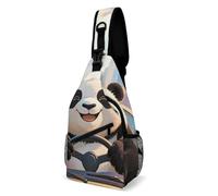 Rfid Blocking Crossbody Sling Bag for Women Men, Panda Driving Travel Sling Handbags Backpack, Shoulder Bags, Chest Bag Pack Man Purse, Casual Daypacks for Hiking Running Cycling-Black
