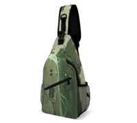 Rfid Blocking Crossbody Sling Bag for Women Men, Two Green Ghosts Travel Sling Handbags Backpack, Shoulder Bags, Chest Bag Pack Man Purse, Casual Daypacks for Hiking Running Cycling-Black