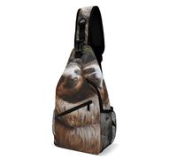 Rfid Blocking Crossbody Sling Bag for Women Men, Two Sloths Hugging Travel Sling Handbags Backpack, Shoulder Bags, Chest Bag Pack Man Purse, Casual Daypacks for Hiking Running Cycling-Black