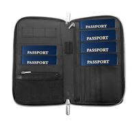 RFID Blocking Family Passport Holder Wallet 6,Premium Leather Travel Document Organizer for Women and Men,Travel Wallet for Credit Card, Black, Compact