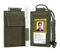 RFID Blocking ID Badge Holder, Double-Sided with Clear Front Window & Secure Hook-and-Loop Back Slots, Lightweight 500D Nylon Neck Lanyard & Pen Loop for Office, Security Duty,EDC (Ranger Green)